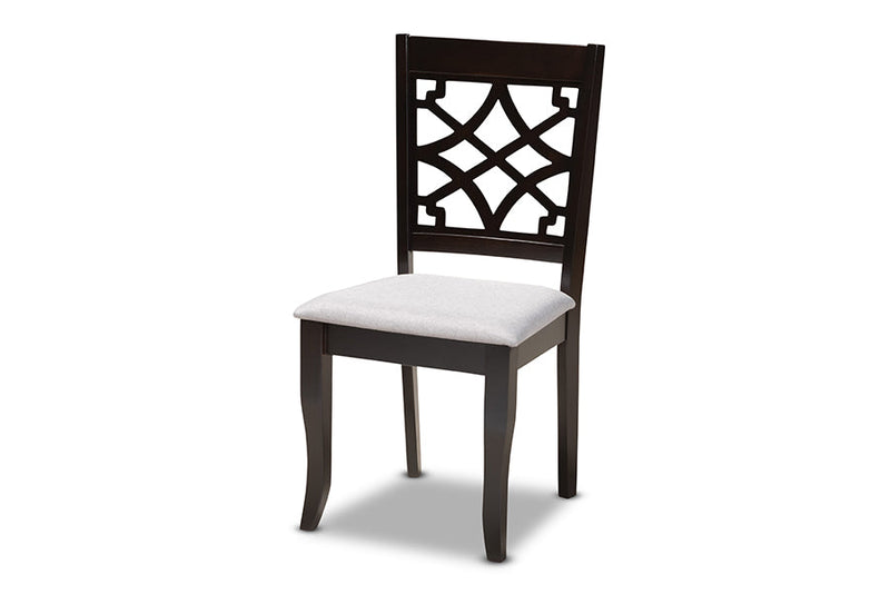 Ainsley Gray Fabric Upholstered and Dark Brown 5-Piece Dining Set Baxton