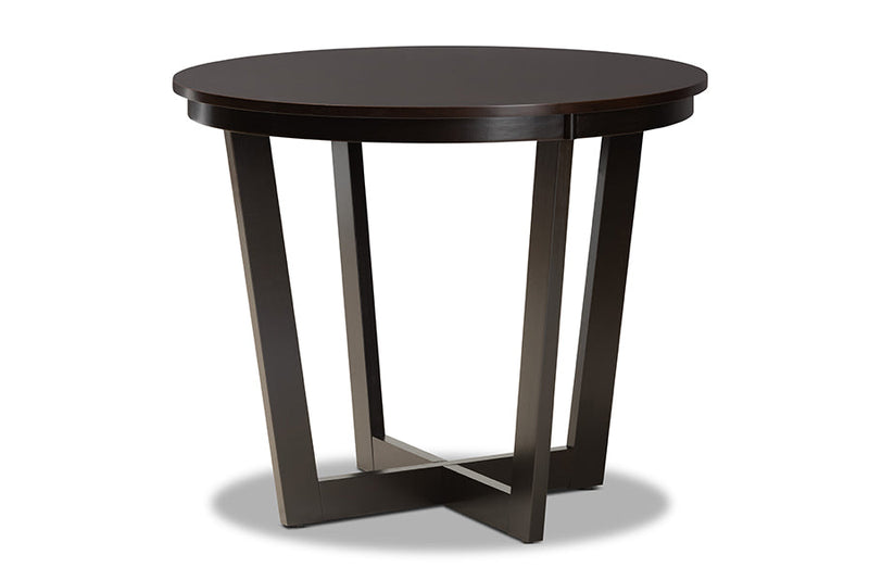 Ainsley Gray Fabric Upholstered and Dark Brown 5-Piece Dining Set Baxton
