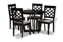 Ainsley Gray Fabric Upholstered and Dark Brown 5-Piece Dining Set Baxton