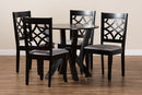 Tova Gray Fabric Upholstered and Dark Brown 5-Piece Dining Set Baxton
