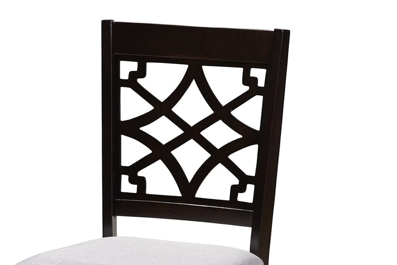 Meike Gray Fabric Upholstered Espresso Brown Dining Chair Set of 4 Baxton