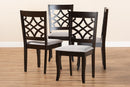 Meike Gray Fabric Upholstered Espresso Brown Dining Chair Set of 4 Baxton