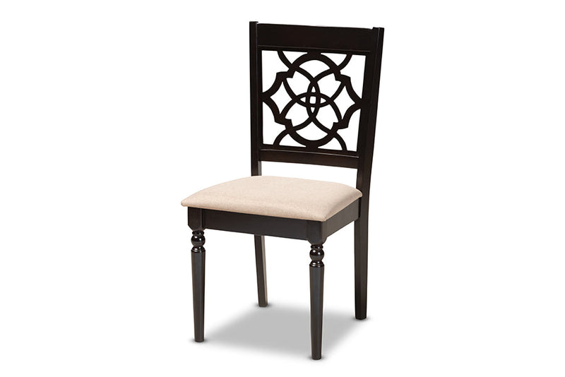 Papua Sand Fabric Upholstered Espresso Brown Dining Chair Set of 4 Baxton