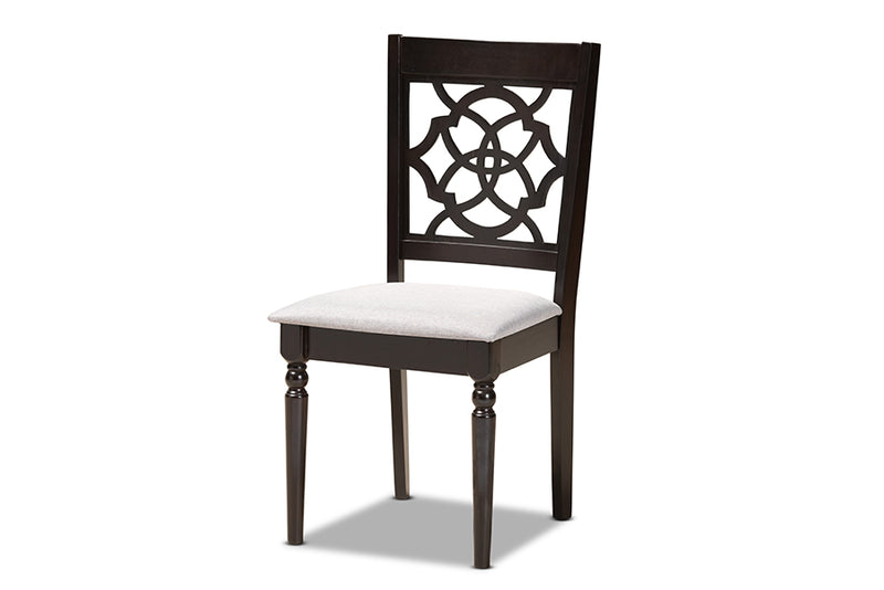 Milena Modern and Contemporary Gray Fabric Upholstered and Dark Brown Finished Wood 5-Piece Dining Set
