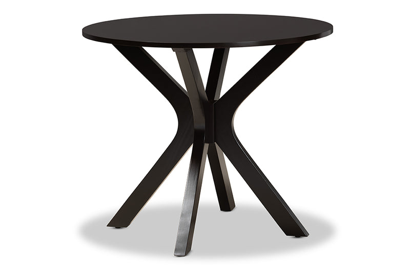 Milena Modern and Contemporary Gray Fabric Upholstered and Dark Brown Finished Wood 5-Piece Dining Set