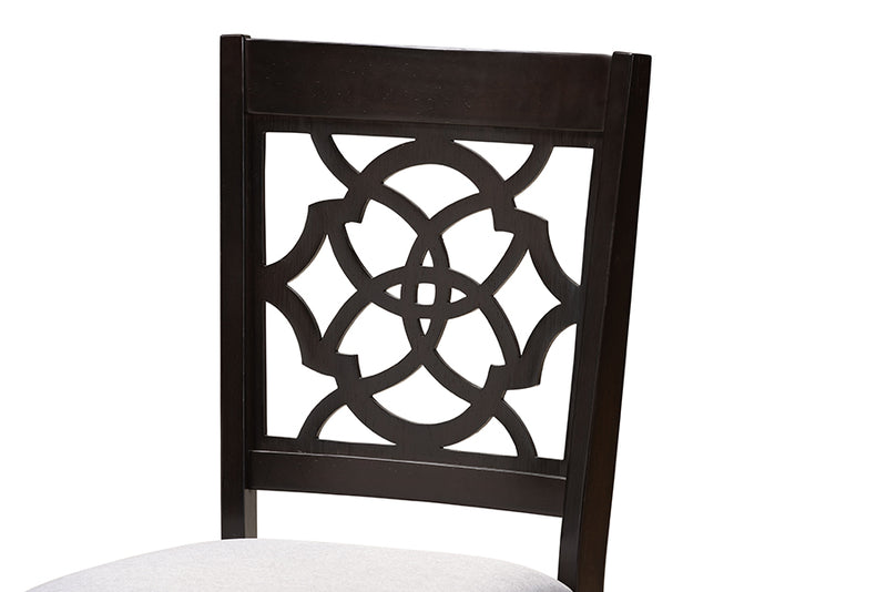 Milena Modern and Contemporary Gray Fabric Upholstered and Dark Brown Finished Wood 5-Piece Dining Set