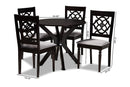 Milena Gray Fabric Upholstered and Dark Brown 5-Piece Dining Set Baxton