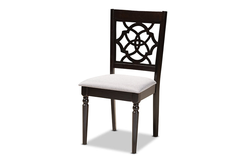Reed Gray Fabric Upholstered and Walnut Brown 5-Piece Dining Set Baxton