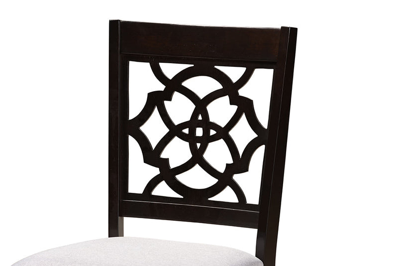 Reed Gray Fabric Upholstered and Walnut Brown 5-Piece Dining Set Baxton