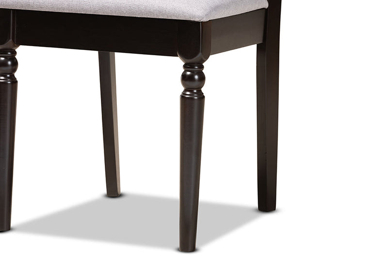 Reed Gray Fabric Upholstered and Walnut Brown 5-Piece Dining Set Baxton
