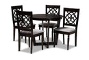Westham Gray Fabric Upholstered and Dark Brown 5-Piece Dining Set Baxton