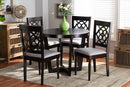 Westham Gray Fabric Upholstered and Dark Brown 5-Piece Dining Set Baxton