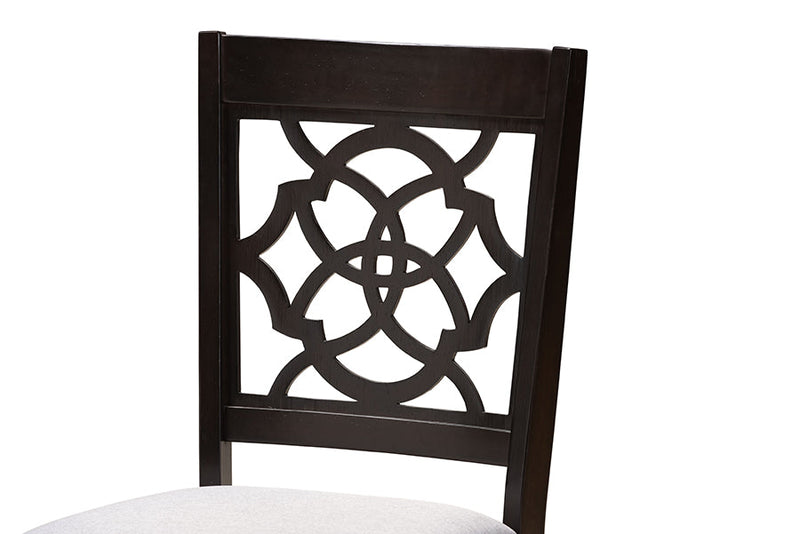 Louetta Gray Fabric Upholstered and Dark Brown 5-Piece Dining Set Baxton