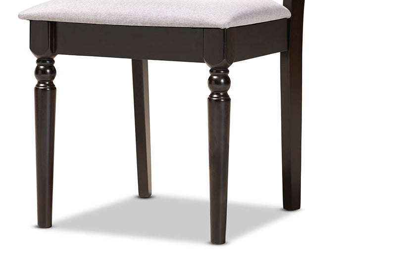 Louetta Gray Fabric Upholstered and Dark Brown 5-Piece Dining Set Baxton