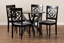 Esme Gray Fabric Upholstered and Dark Brown 5-Piece Dining Set Baxton