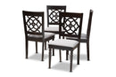 Papua Gray Fabric Upholstered Espresso Brown Dining Chair Set of 4 Baxton