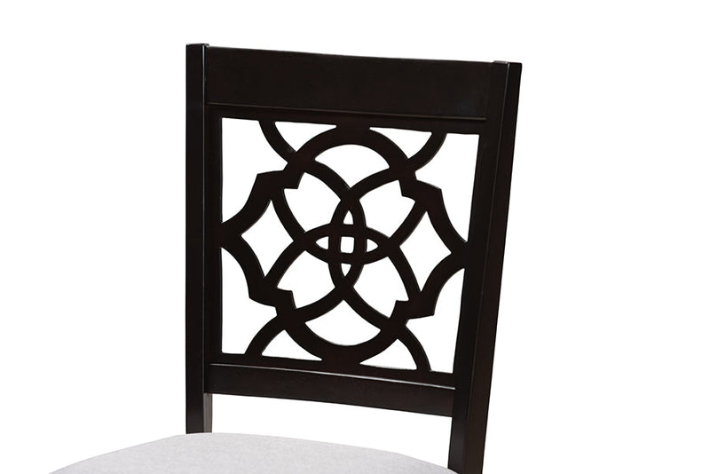 Papua Gray Fabric Upholstered Espresso Brown Dining Chair Set of 4 Baxton