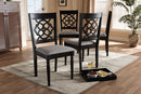 Papua Gray Fabric Upholstered Espresso Brown Dining Chair Set of 4 Baxton