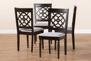 Papua Gray Fabric Upholstered Espresso Brown Dining Chair Set of 4 Baxton