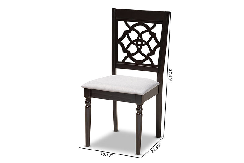 Papua Gray Fabric Upholstered Espresso Brown Dining Chair Set of 4 Baxton