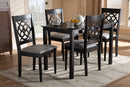 Papua Gray Fabric Upholstered Espresso Brown Finished 5-Piece Wood Dining Set Baxton