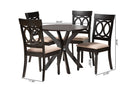 Sasa Modern Sand Fabric and Dark Brown 5-Piece Dining Set Baxton