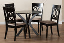 Sasa Modern Sand Fabric and Dark Brown 5-Piece Dining Set Baxton