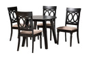 Elsbeth Modern Beige Fabric and Dark Brown 5-Piece Dining Set Baxton