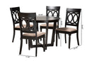 Louane Modern Beige Fabric and Dark Brown 5-Piece Dining Set Baxton