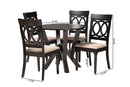 Earvin Modern Sand Fabric and Dark Brown 5-Piece Dining Set Baxton