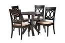 Earvin Modern Sand Fabric and Dark Brown 5-Piece Dining Set Baxton