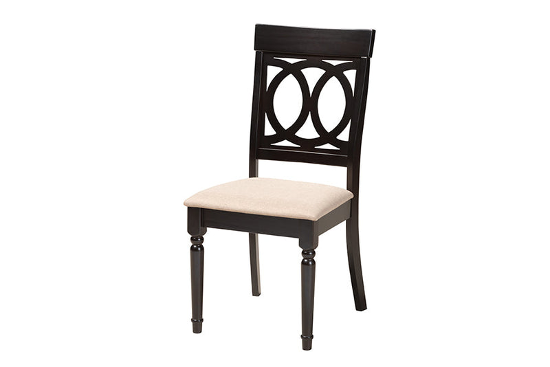 Earvin Modern Sand Fabric and Dark Brown 5-Piece Dining Set Baxton