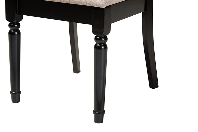 Earvin Modern Sand Fabric and Dark Brown 5-Piece Dining Set Baxton