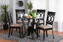 Earvin Modern Sand Fabric and Dark Brown 5-Piece Dining Set Baxton