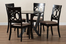 Earvin Modern Sand Fabric and Dark Brown 5-Piece Dining Set Baxton
