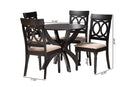 Benjen Modern Sand Fabric and Dark Brown 5-Piece Dining Set Baxton