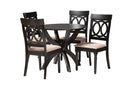 Benjen Modern Sand Fabric and Dark Brown 5-Piece Dining Set Baxton