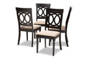 Felisa Sand Fabric Upholstered Espresso Brown Dining Chair Set of 4 Baxton