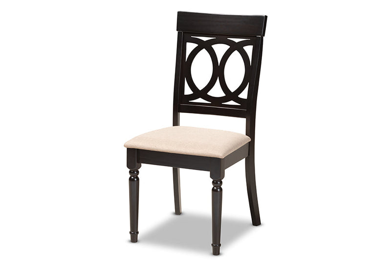 Felisa Sand Fabric Upholstered Espresso Brown Dining Chair Set of 4 Baxton
