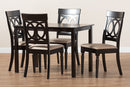 Felisa Sand Fabric Upholstered Espresso Brown Finished 5-Piece Wood Dining Set Baxton