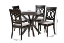 Sasa Modern Gray Fabric and Dark Brown 5-Piece Dining Set Baxton