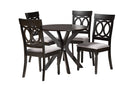 Sasa Modern Gray Fabric and Dark Brown 5-Piece Dining Set Baxton