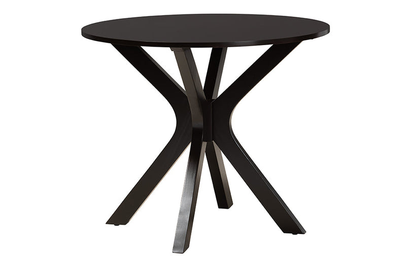 Sasa Modern Gray Fabric and Dark Brown 5-Piece Dining Set Baxton