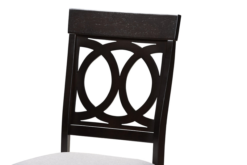 Sasa Modern Gray Fabric and Dark Brown Finished Wood 5-Piece Dining Set