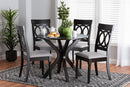 Sasa Modern Gray Fabric and Dark Brown 5-Piece Dining Set Baxton