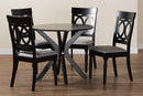 Sasa Modern Gray Fabric and Dark Brown 5-Piece Dining Set Baxton