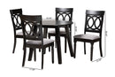 Elsbeth Modern Gray Fabric and Dark Brown 5-Piece Dining Set Baxton