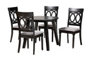 Elsbeth Modern Gray Fabric and Dark Brown 5-Piece Dining Set Baxton