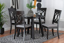 Elsbeth Modern Gray Fabric and Dark Brown 5-Piece Dining Set Baxton