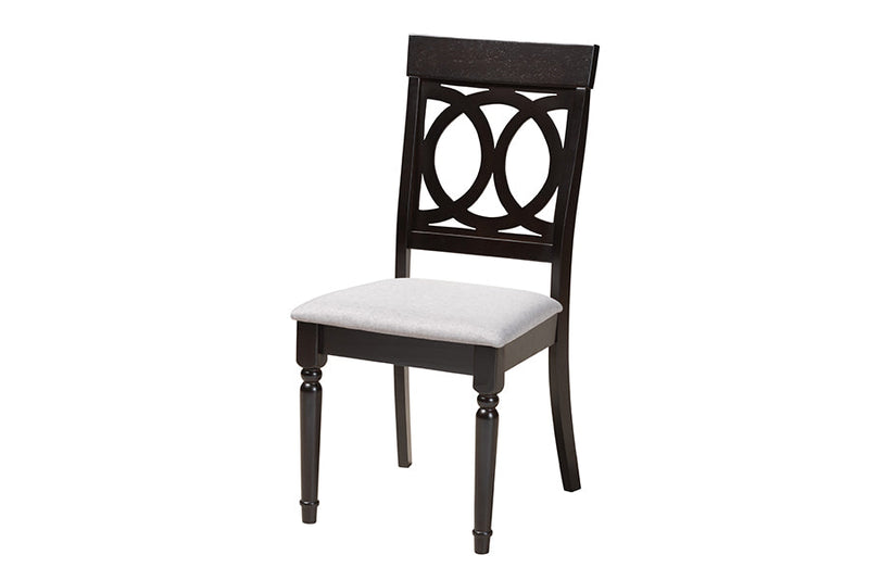 Louane Modern Gray Fabric and Dark Brown 5-Piece Dining Set Baxton